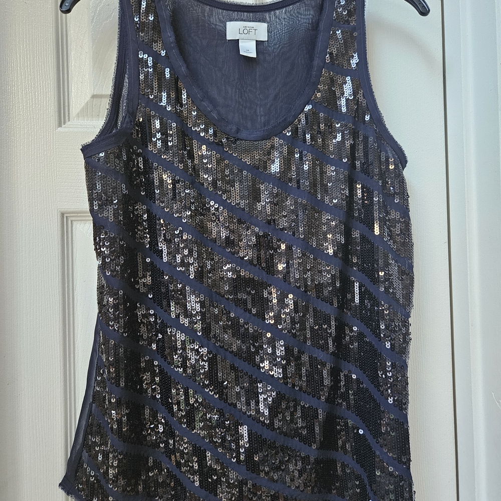 LOFT Navy Sequin Women's Top